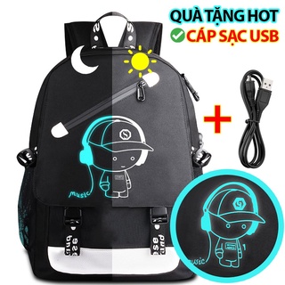 Balo nam nữ đi học đi chơi phát sáng dạ quang Baloking Hình cá tính - TẶNG cáp sạc USB - Cặp đi học HOT