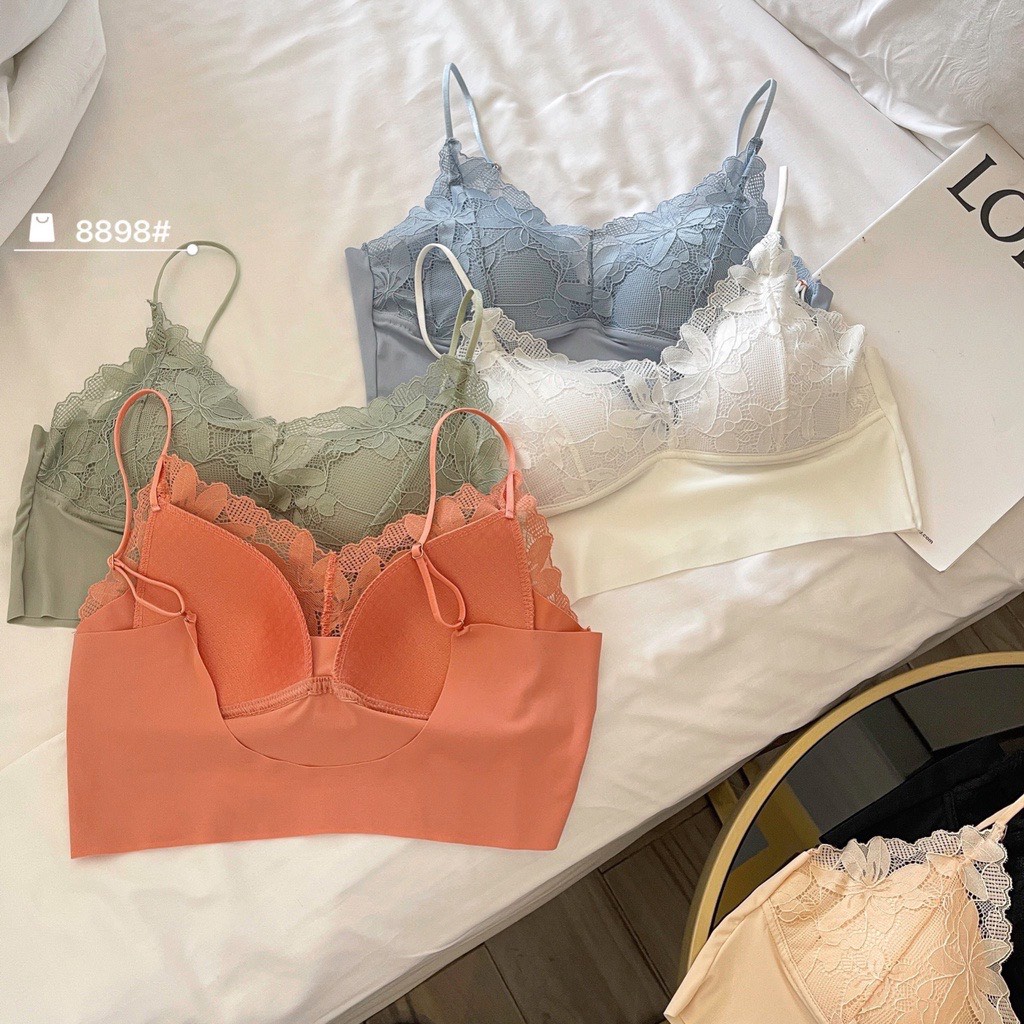 A12 Áo Bra Nữ KATHY BRA Phối Ren Có Mút Ngực Không Gọng Ren Mềm Mịn Đẹp Quảng Châu Loại 1