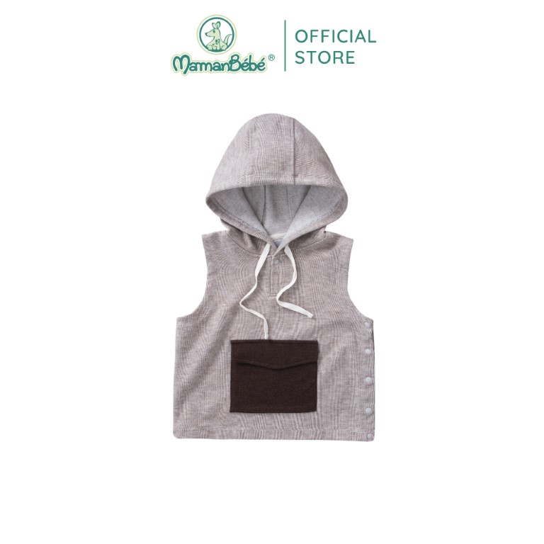 Áo Gile mũ La Pomme Cool Pocket - Nâu nhạt