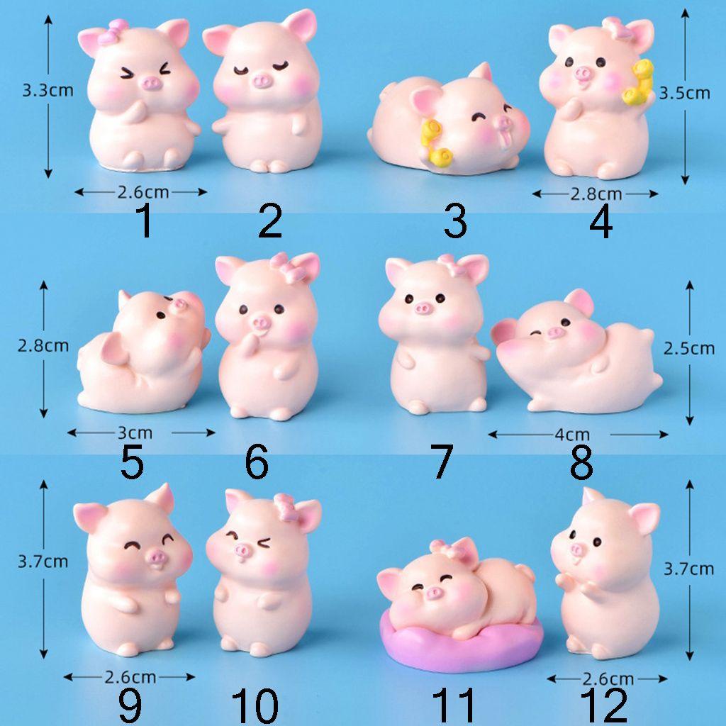 Mô Hình Chú Heo Hồng Mini Bằng Resin Dễ Thương Dùng Trang Trí Bánh Kem DIY