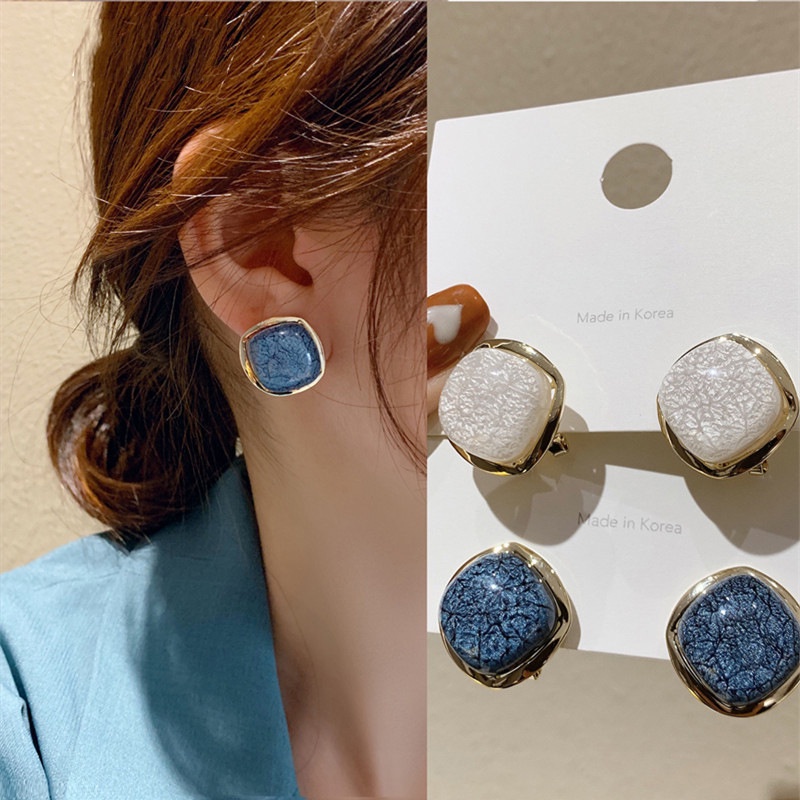 Bông Tai Hình Vuông Phong Cách vintage Thanh Lịch Dành Cho Nữ