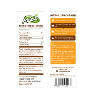 cháo ăn dặm Mabu hạt vỡ 400g