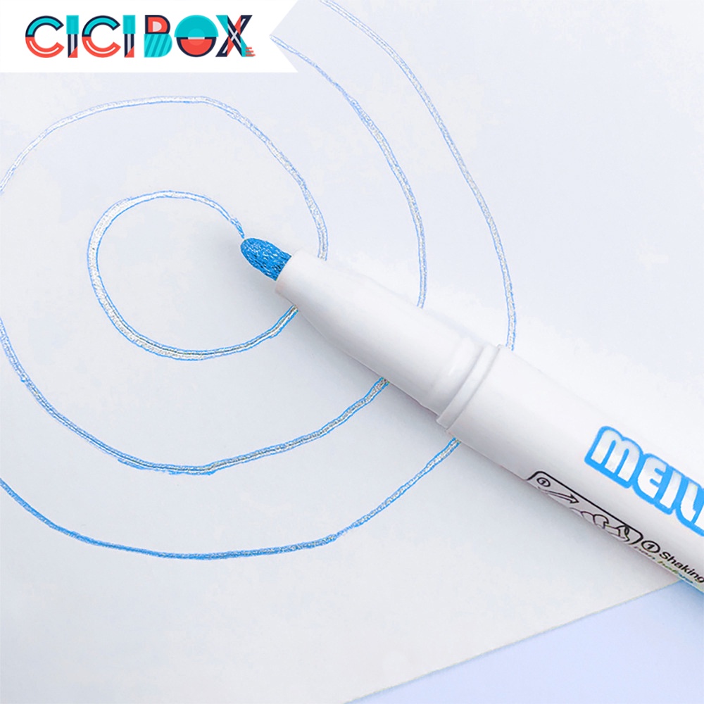 Bút nhũ ghi chú meili liner màu ánh nhũ dùng vẽ nghệ thuật, Bộ bút Highlight phong cách độc đáo CICIBOX