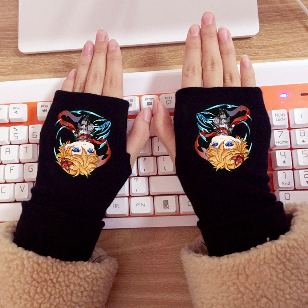 Găng Tay Cotton Hở Ngón Họa Tiết Hoạt Hình Cho Nữ