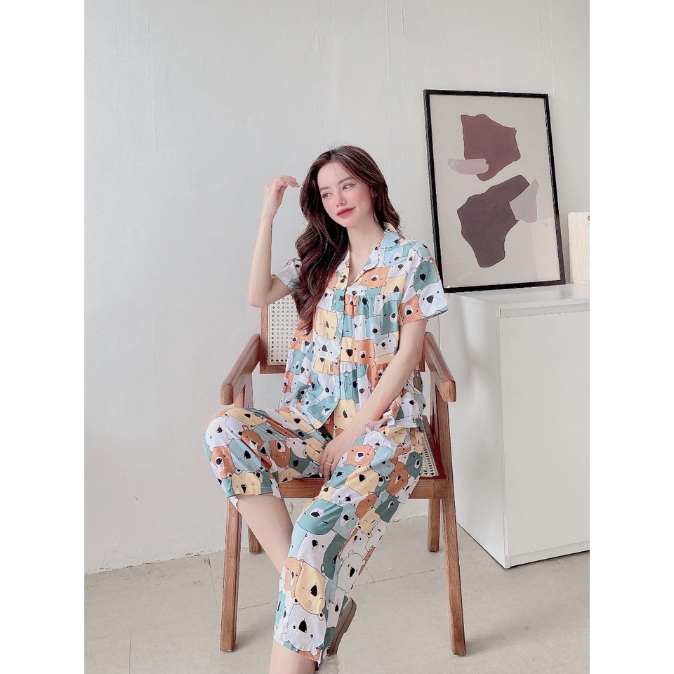 Đồ bộ pyjama lửng tầng vải tole F21 (42- dưới 75kg)