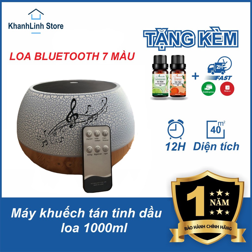 Máy xông tinh dầu có loa họa tiết trứng_xông và nghe nhạc_1000ml_2 màu vàng+đen_có điều khiển, đèn led đổi 7 màu, 2 chế