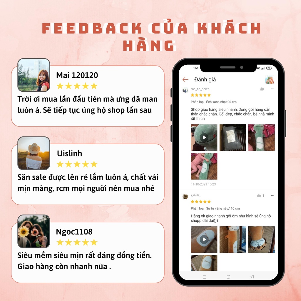Gối ôm hình thú ngộ nghĩnh - thú nhồi bông cho bé - Đa dạng kích thước, mẫu mã