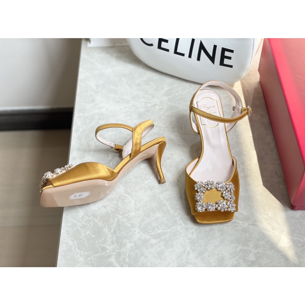 Giày cao gót nữ da thật thời trang cao cấp Roger Vivier phong cách sang trọng, thanh lịch
