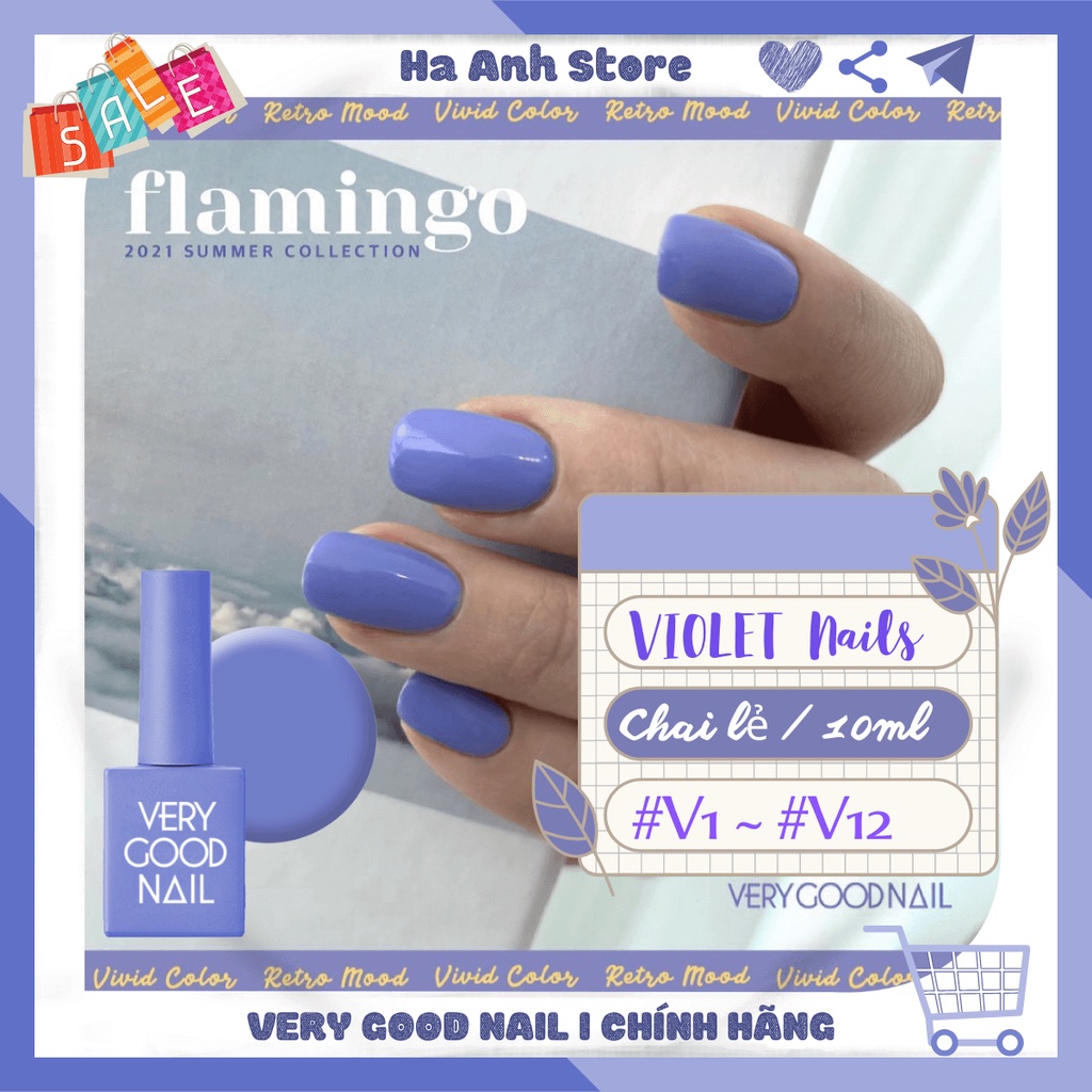 Very good Nail Sơn Gel Hàn quốc Tông màu Tím, Sơn Gel cao cấp chính hãng very good nail, Mã #V1 ~ #V12, màu lẻ 10ml