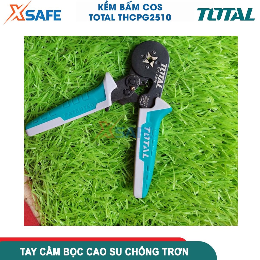 Kềm bấm cos 6'' TOTAL THCPG2510, kìm bấm cos đầu dây cách điện AWG23-7, phạm vi bấm: 0.25-10mm² - [CHÍNH HÃNG][XSAFE]