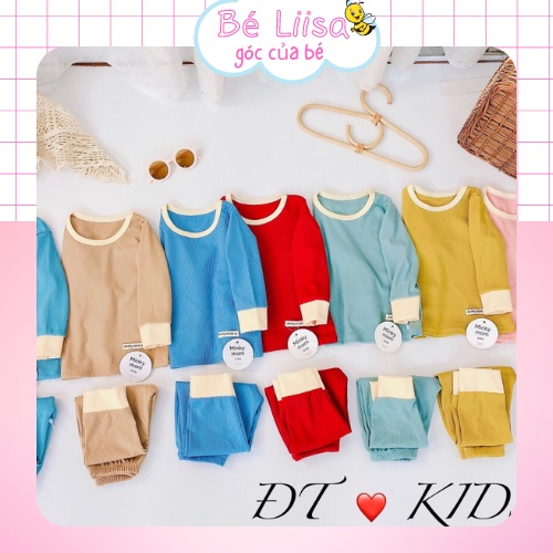 Bộ thu đông dài tay trẻ em chất liệu gân tăm minkymom dành cho bé trai, bé gái từ 8-18kg