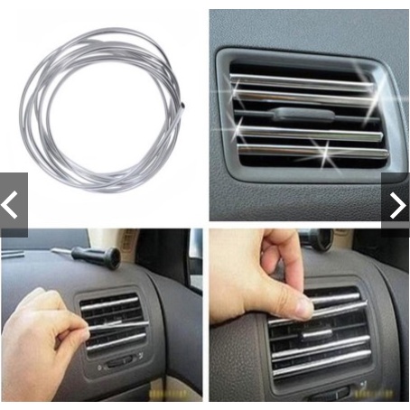 Nẹp viền chỉ khe máy lạnh cửa gió điều hòa  Dây nhựa mạ crom kim loại chữ U trang trí nội thất xe hơi ô tô 1m 2m 4m 3m