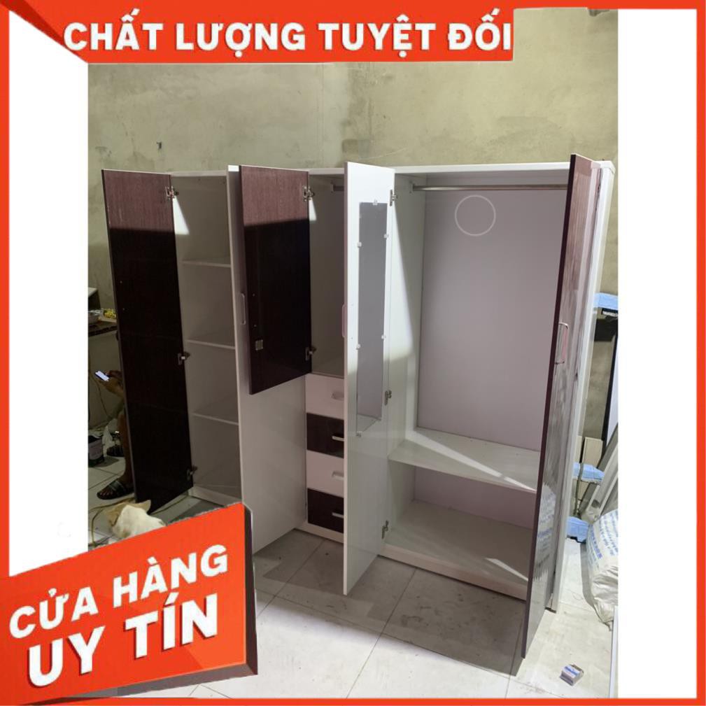 Tủ nhựa đài loan 5 cánh 2 ngăn kéo ngang 2m05 cao 1m85, tủ nhựa gia đình