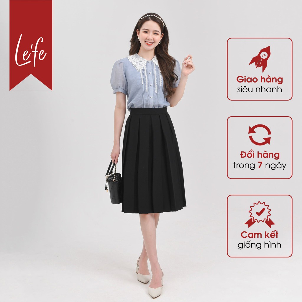 Chân Váy Xếp Ly Công Sở Cao Cấp Thiết Kế Dáng Xòe Chất Liệu Tuyết Mưa Mềm Mịn Lefe XL01