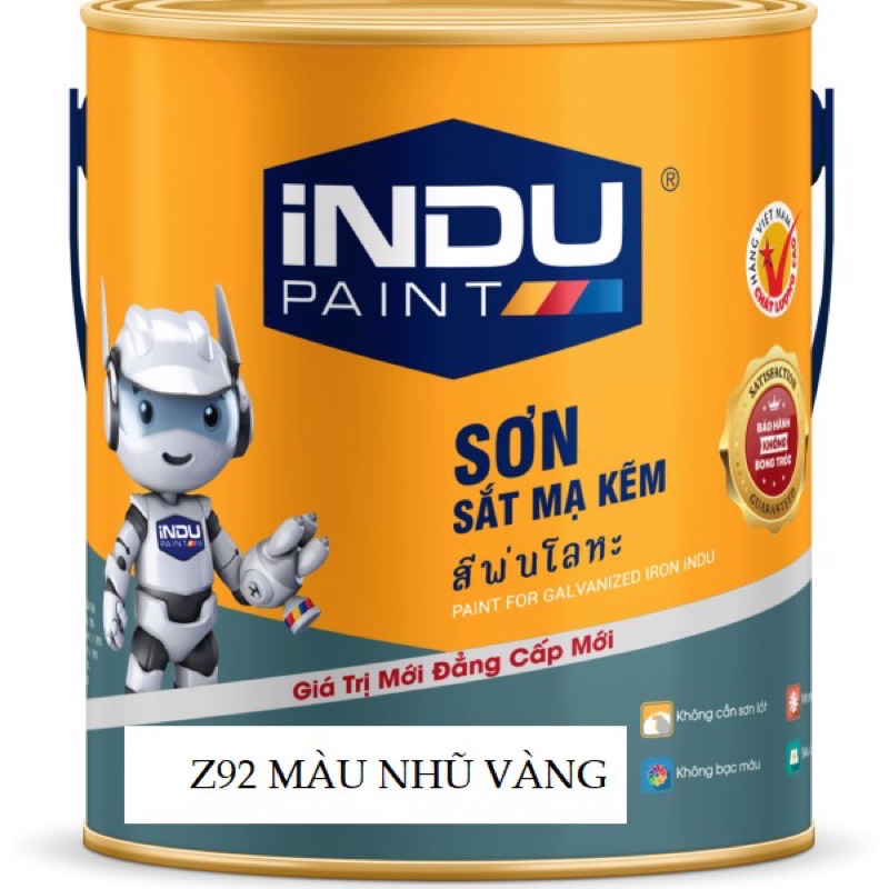 Sơn sắt mạ kẽm INDU màu Nhũ Vàng Z92 800ml( bảo hành không bong chóc )-hàng chĩnh hãng