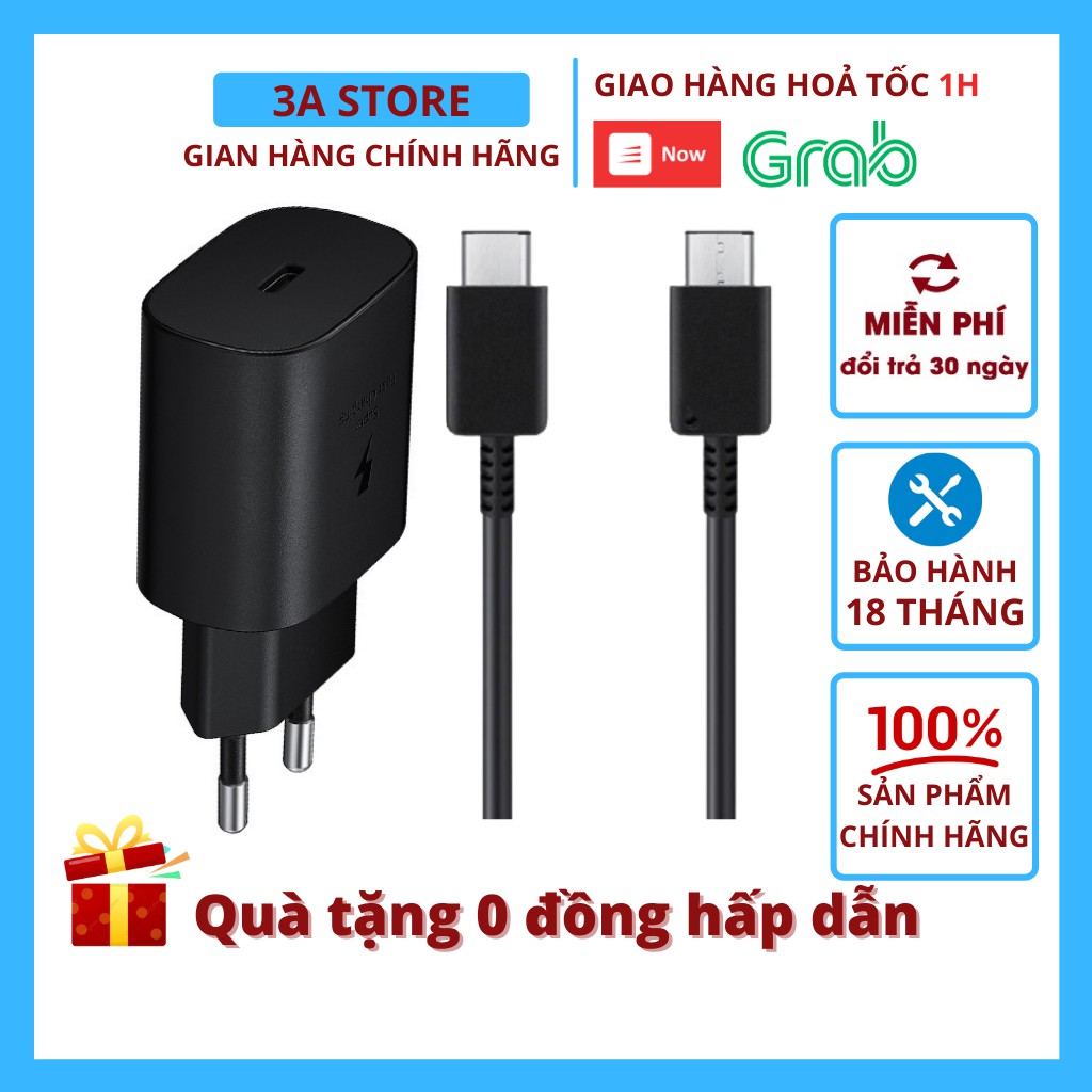 Bộ sạc nhanh Samsung 25W chính hãng Note 10 Note 20 A71, A70, A80, A90, S20, S20+, S20 Ultra - 3astore