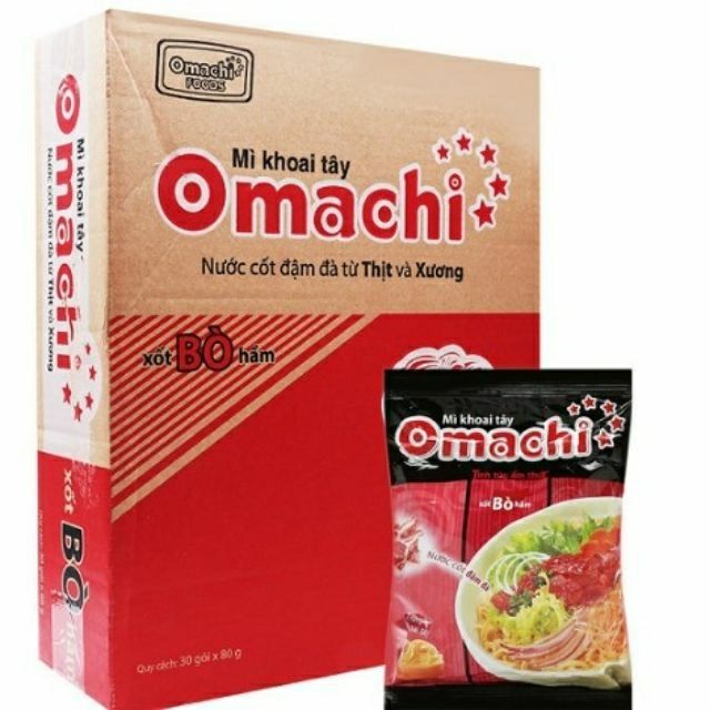 mì omachi bò hầm , sườn hầm thùng 30 gói * 80g