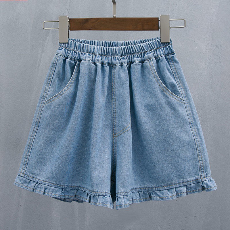 Quần short denim lưng cao ống rộng size lớn mẫu mới 2021 200 Jin dành cho nữ