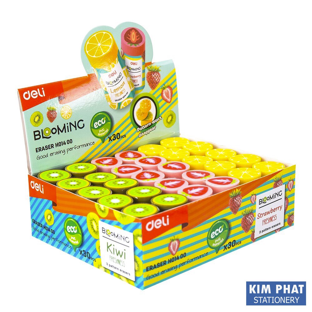 Gôm tẩy hoa quả hình trụ tròn Blooming DELI EH01400