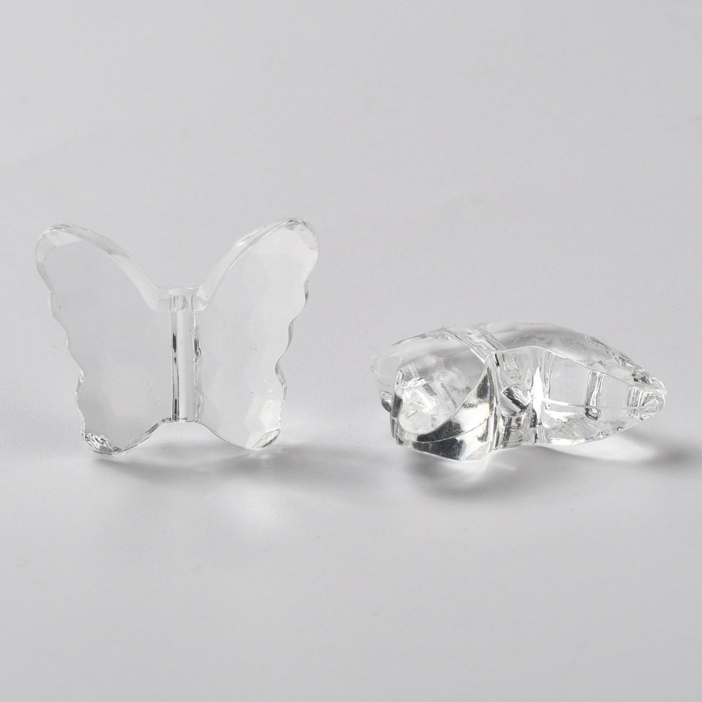 Set 10-100 Hạt Nhựa Acrylic Trong Suốt Hình Bướm Đường Kính 22mm Rộng 18mm Rộng 9mm Dày: 2mm