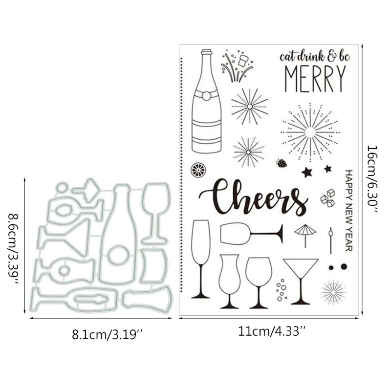 Khuôn Cắt Giấy / Thẻ Thủ Công DIY Hình Chai Rượu / Ly Rượu