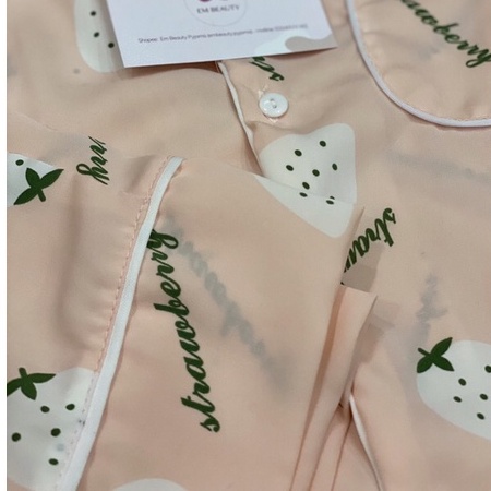 Bộ ngủ lụa dài tay lụa mango pyjama cao cấp dáng truyền thống hoạ tiết hoa cúc, dâu hồng freesoze 45-60kg