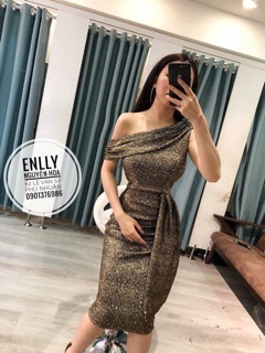 Đầm kim sa lệch vai