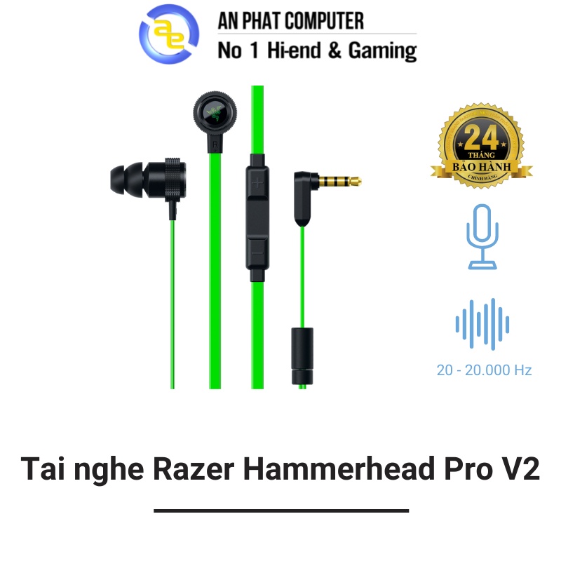 Tai nghe Gaming Razer Hammerhead Pro V2–In-Ear Headset - Hàng Chính Hãng - Bảo hành 24 tháng