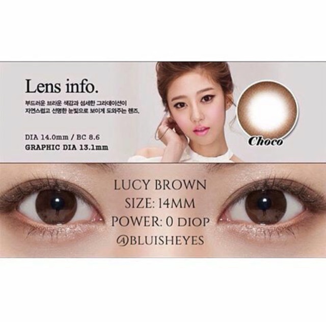 giá 1 cặp lens nâu tự nhiên có LỆCH ĐỘ sẵn 0-8 độ GIÃN ÍT kính áp tròng cận màu hàn quốc L1009 brown