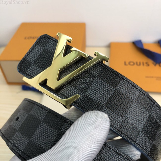 Thắt lưng nam hàng hiệu cao cấp, dây nịt LV caro xanh mặt vàng Koowy Store