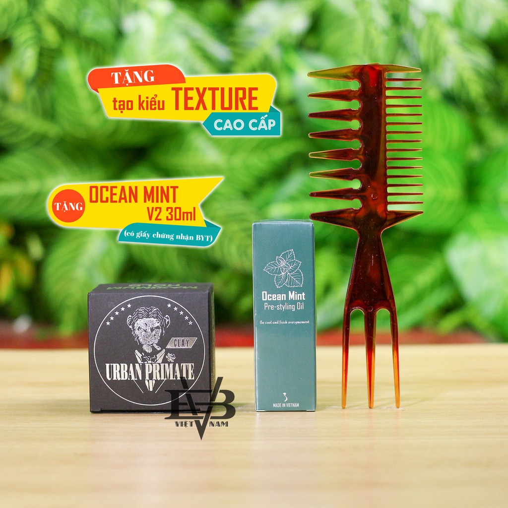 Sáp vuốt tóc Urban Primate Styling Clay 90gr chính hãng Thái Lan + Tặng Pre Styling Ocean Mint 30ml và lược Texture