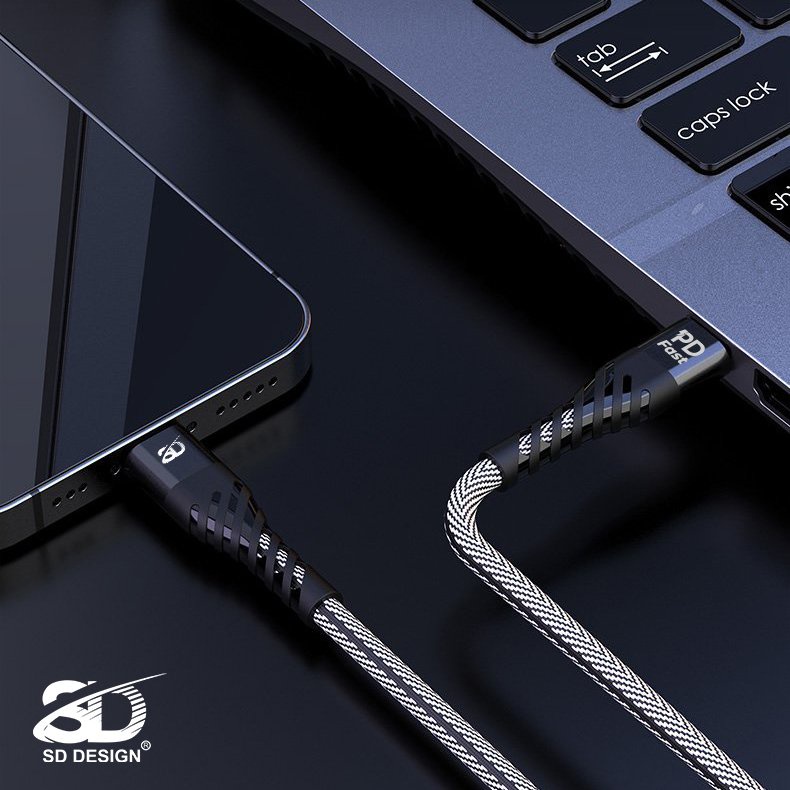 Cáp sạc PD 20W L9 chính hãng SD Design, chân sạc USB C Sang Lighting dây dù chống đứt cho ip 6 đến 13 pro max