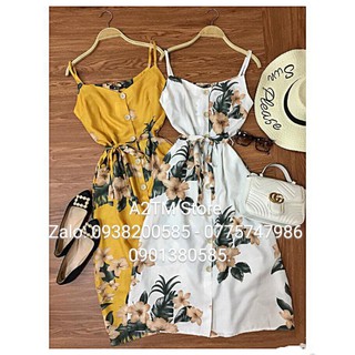 ĐẦM MAXI SUÔNG 2 DÂY HOA CÚC
