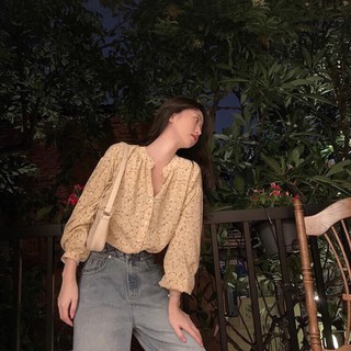 Áo Hoa Vintage Tay Dài ( Sẵn hồng )