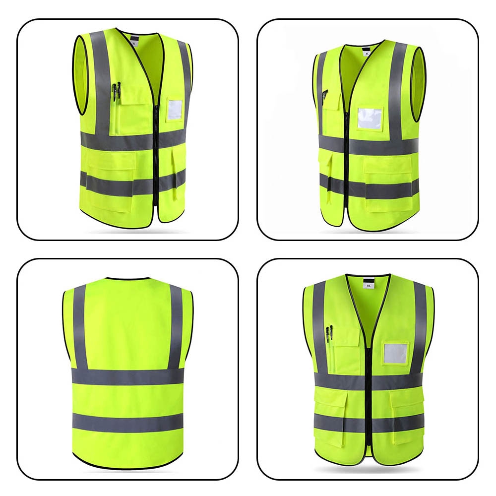 Khả năng hiển thị cao Phản quang An toàn Vest Nhiều túi Áo ghi lê nam