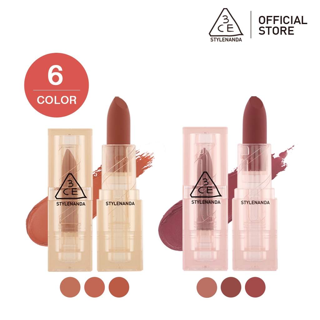 Son Thỏi 3CE Vỏ Trong Màu Lì Mịn Màng 3CE Soft Matte Lipstick  3.5g | Official Store Lip Make up Cosmetic