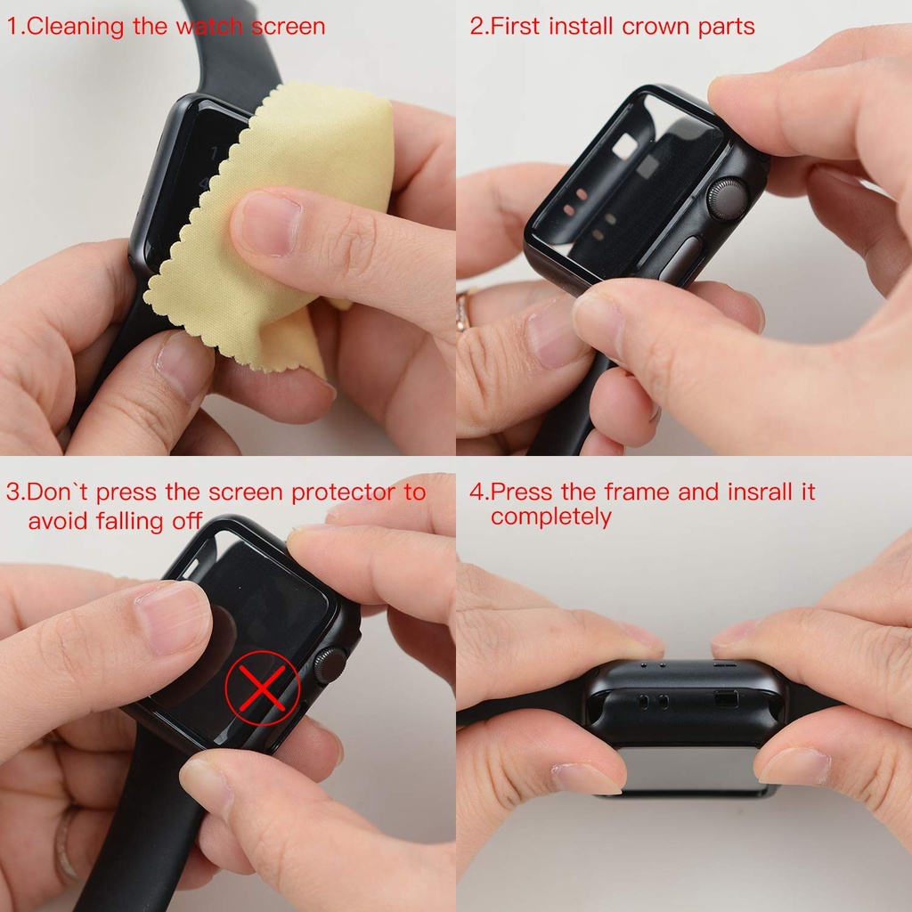 Ốp Bảo Vệ Mặt Đồng Hồ + Kính Cường Lực Dành Cho Apple Watch Serie 7 6 5 4 3 2 1 SE 45mm 41mm iWatch 44mm 40mm