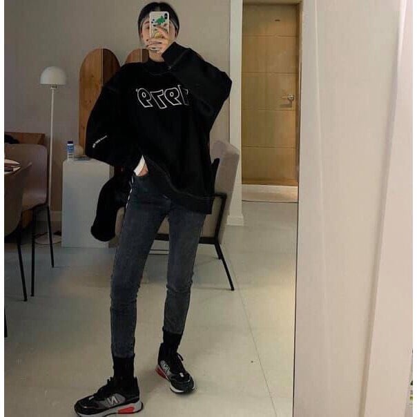 A018 Áo nỉ thu đông cổ lọ 1979 unisex form rộng dài tay, áo hoodie sweater nam nữ trắng đen form to Ulzzang freesize