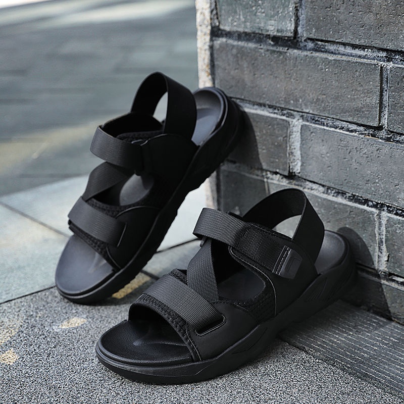 Sandal nam quai dán co giãn hình chữ đế bằng năng động thời trang