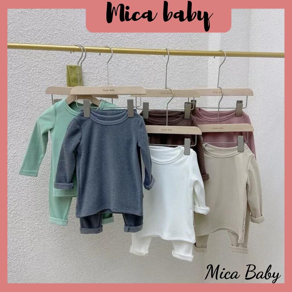 Bộ quần áo cotton nỉ giữ nhiệt màu trơn cho bé Mica baby QA14