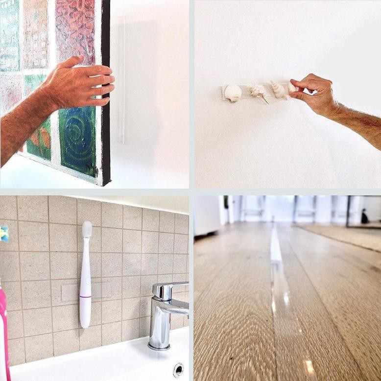 CUỘN 3 MÉT - BĂNG DÍNH 2 MẶT TRONG SUỐT BÁM DÍNH TỐT TRÊN MỌI CHẤT LIỆU, TÁI SỬ DỤNG ĐƯỢC NHIỀU LẦN, CHỊU LỰC HƠN 20KG