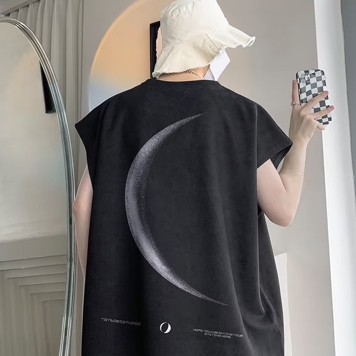 Áo Thun Không Tay Cổ Tròn In Chữ Ba Chiều Đơn Giản Thời Trang Xuân Hè Mới Dành Cho Nam