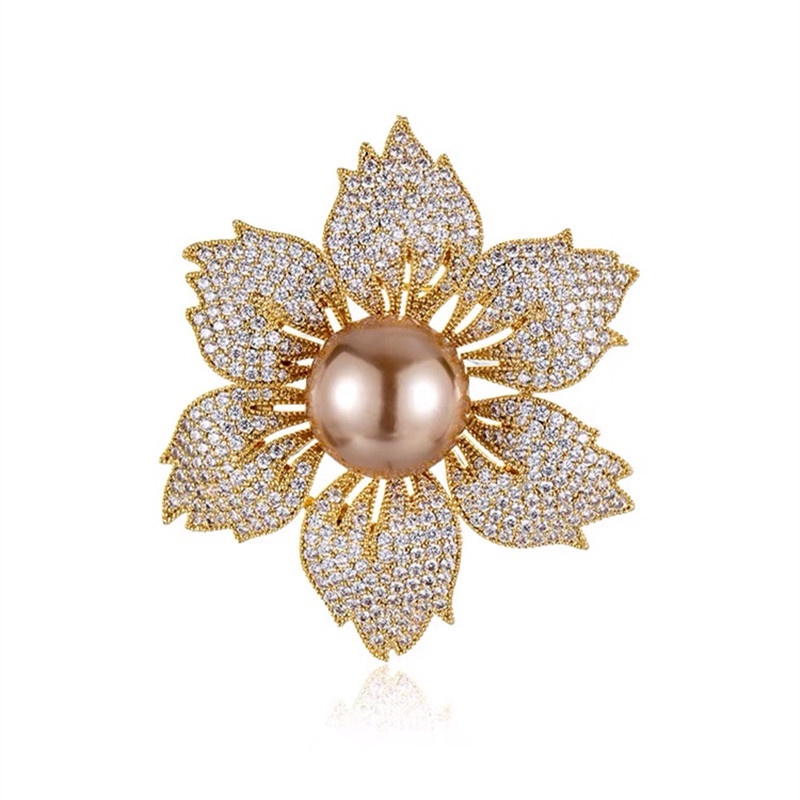 Ghim CàI ÁO HìNh Hoa ĐíNh Kim Cương NgọC Trai Giả ThờI Trang Cho Nữ