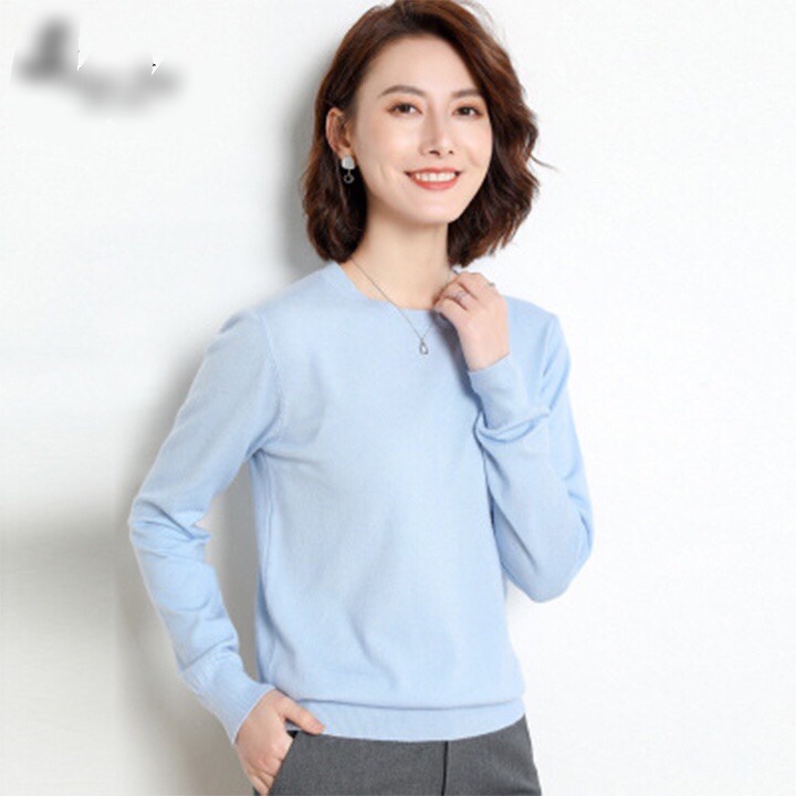 Áo len dài tay, áo len nữ cổ tròn bo gấu nhiều màu nhiều size hàng Quảng Châu MAYSHOP