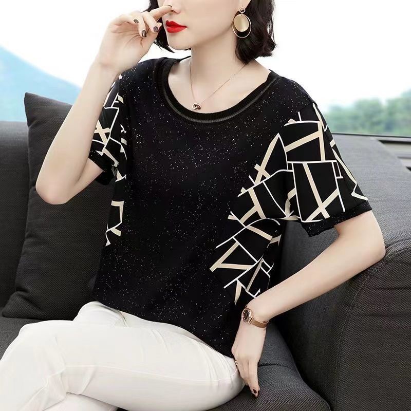 Áo Thun Tay Ngắn Dáng Rộng Thời Trang Mùa Hè Cho Nữ Trung Niên