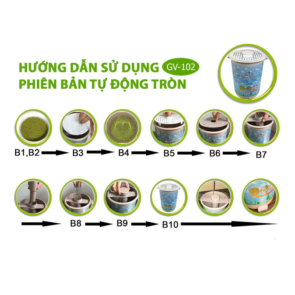 Máy làm giá đỗ sạch tự động phiên bản tròn (tặng túi hạt đỗ)