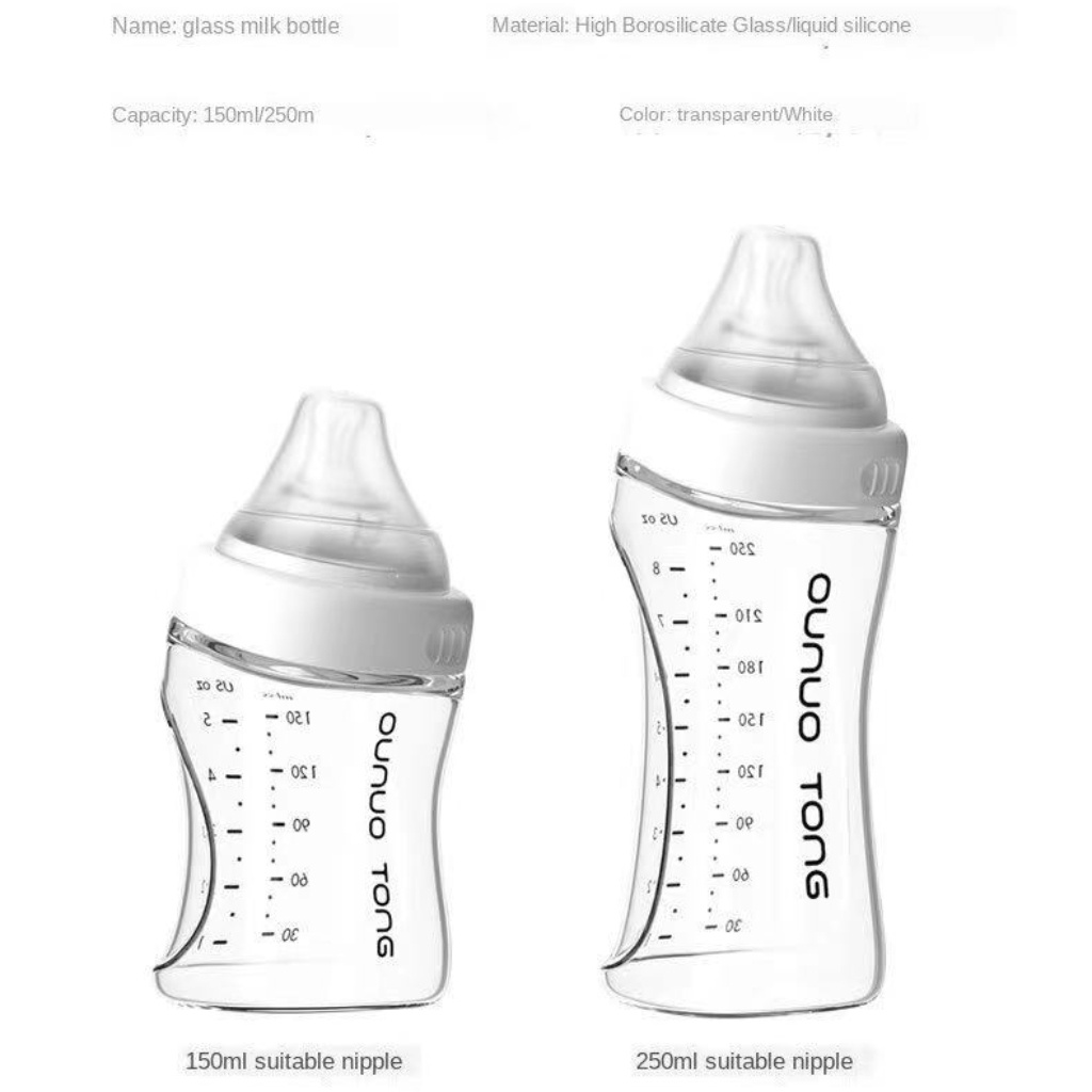 「Mức giá thấp nhất / giao hàng trong ngày」Bình Sữa Thủy Tinh Dáng Vuông Chống Đầy Hơi/Chống Đầy Hơi Tiện Lợi Cho Bé