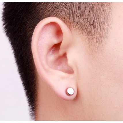 Khuyên tai nam châm/ bông tai nam nữ không cần bấm lỗ (1 chiếc) màu bạc