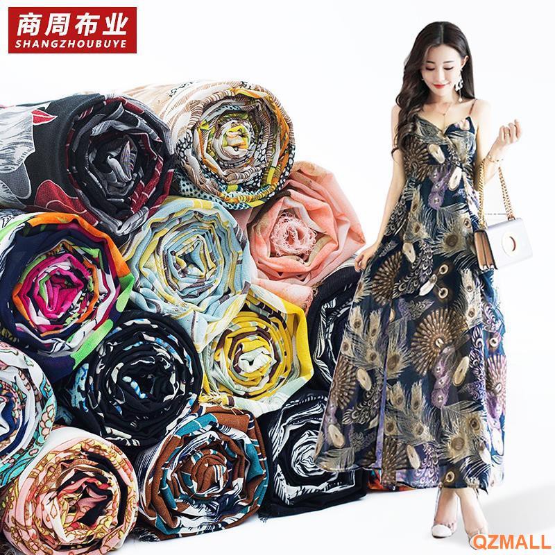 Vải Voan Trong Suốt 75D In Họa Tiết Hoa Nhỏ Làm Quần Ống Rộng Thời Trang Xuân Hè Diy