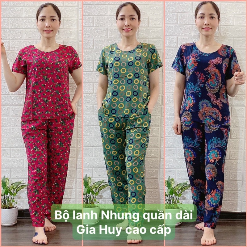 Đồ bộ trung niên Bộ Lanh Gia Huy Trung Tuổi mẫu quần dài ống côn